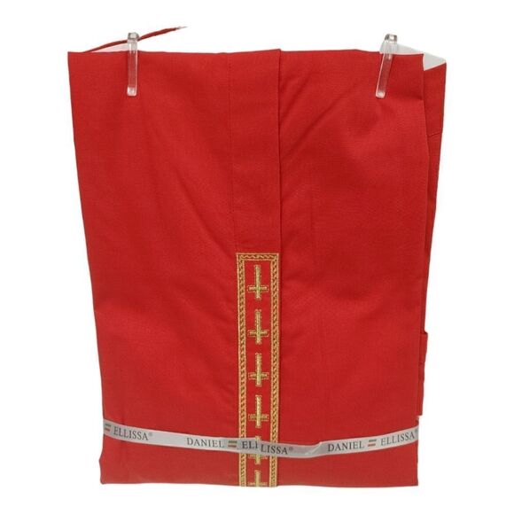 MEN'S DANIEL ELLISSA RED W/GOLD EMBROIDERY BANDED COLLAR DRESS SHIRT. DS2005C. - Picture 3 of 4